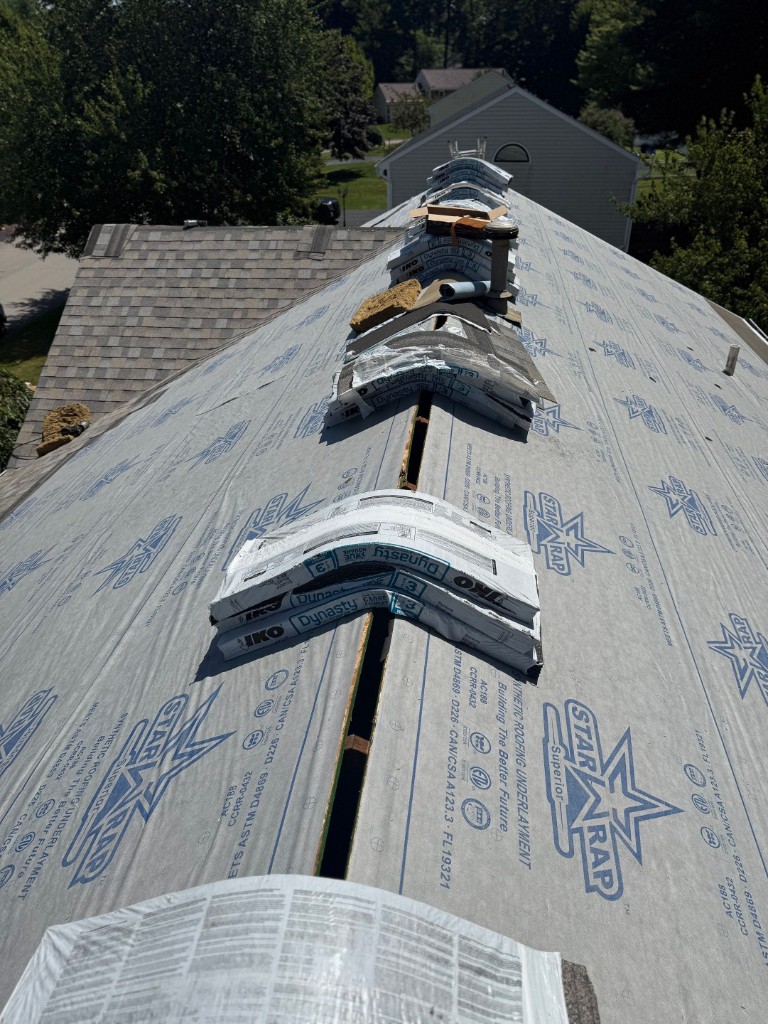 IKO Dynasty shingle bundles ridge vent installation Western PA — TriState Home Consulting Group